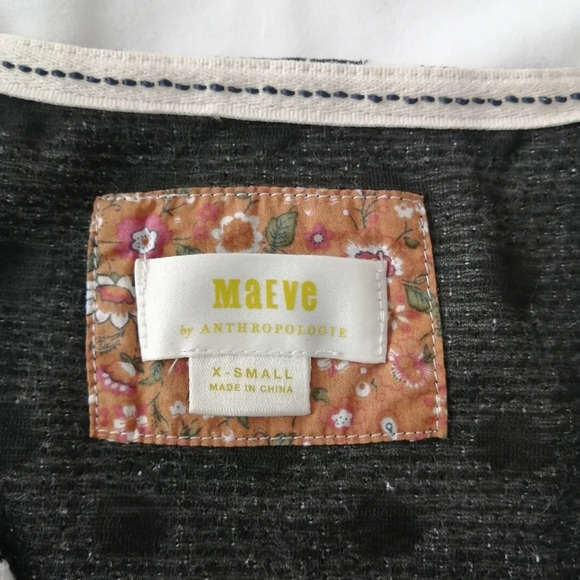 Anthropologie Maeve Polka Dot Jacquard V-Neck Tank Blouse in Black White XS - Picture 9 of 16